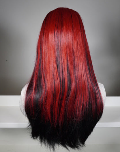 Red and Black Colour T Lace Synthetic Wig Annie