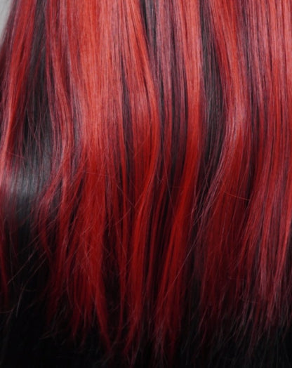 Red and Black Colour T Lace Synthetic Wig Annie